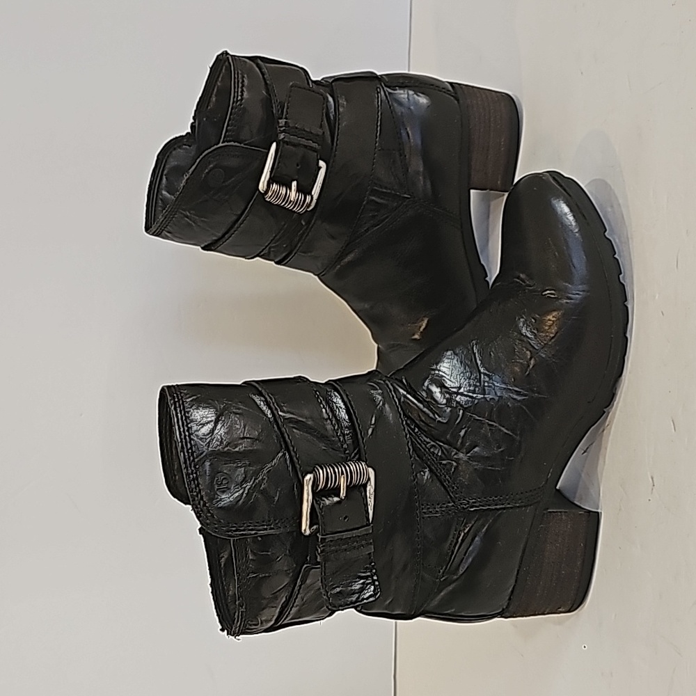 Josef Seibel Moto Ankle Boots Leather, rubber soles low heel, Size 7
